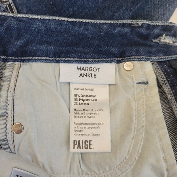 PAIGE  Margot High Rise Skinny Ankle Distressed Jean, Lookout Destructed - Picture 12 of 13